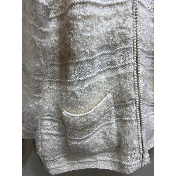 Jones New York Sport Hand Knit Mohair Wool Sweater S Long Cardigan Cream Zip - Picture 5 of 9
